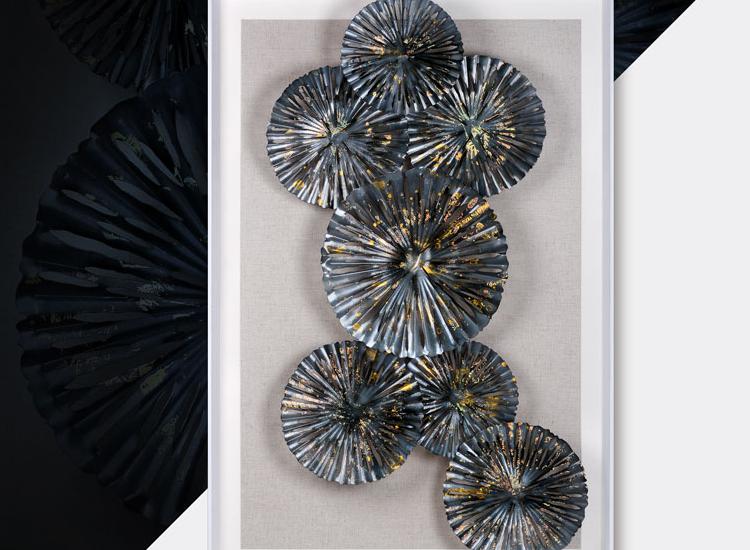 玄關(guān)裝飾畫(huà) 工業(yè)風(fēng)客廳沙發(fā)軟裝實(shí)物 立體手工鐵藝金屬酒店壁飾