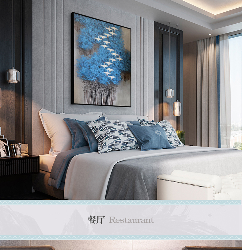 現(xiàn)代簡(jiǎn)約抽象畫(huà) 客廳掛畫(huà)臥室藝術(shù)裝飾畫(huà) 手繪油畫(huà)  白雁過(guò)林