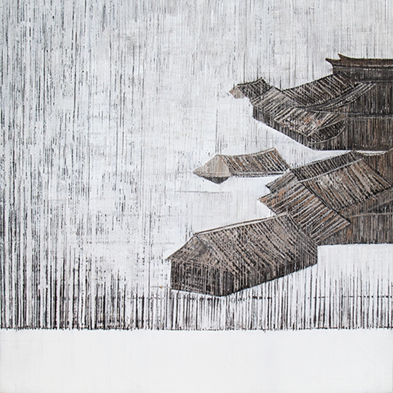 新中式客廳裝飾畫 臥室原創(chuàng)純手繪畫 玄關環(huán)保PS框掛畫 村莊