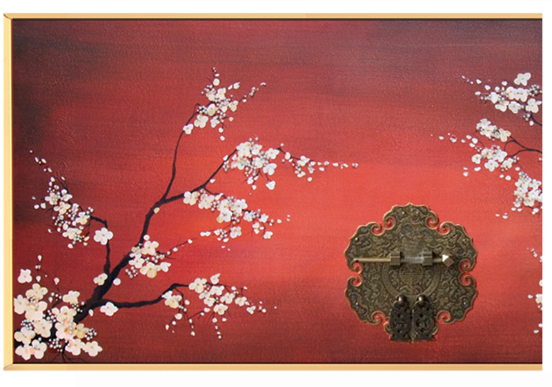 新中式客廳裝飾畫 餐廳原創(chuàng)實物畫 玄關環(huán)保PS框掛畫 梅花